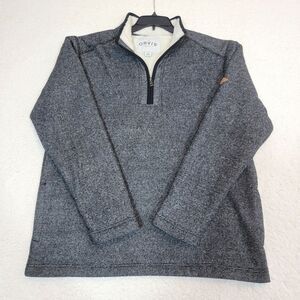 Orvis Men's  XL 1/4 Quarter Zip Pullover Pockets Grey Sherpa Fleece Lined